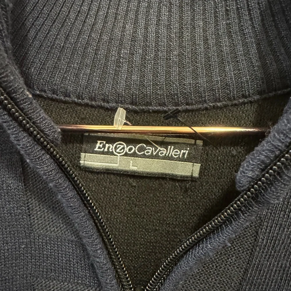 Men's Classic Navy Zip-Up Sweater - Picture 2 of 4